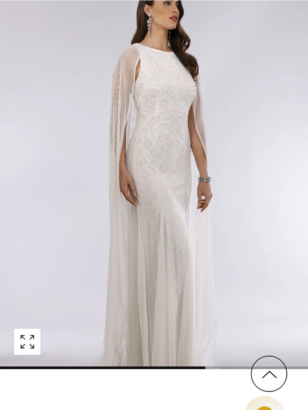 LARA Ivory Embellished Cape-Sleeve Wedding Gown